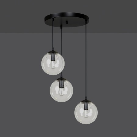 czarna lampa wisząca Emibig COSMO 3 BLACK TRANSPARENT PREMIUM EM711/3PREM