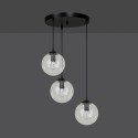 czarna lampa wisząca Emibig COSMO 3 BLACK TRANSPARENT PREMIUM EM711/3PREM
