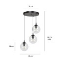 czarna lampa wisząca Emibig COSMO 3 BLACK TRANSPARENT PREMIUM EM711/3PREM