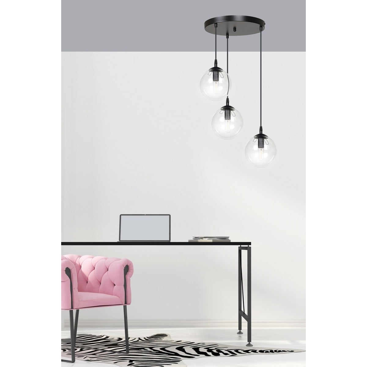 czarna lampa wisząca Emibig COSMO 3 BLACK TRANSPARENT PREMIUM EM711/3PREM