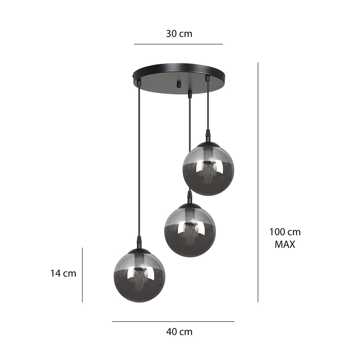 lampa wisząca Emibig COSMO 3 BLACK PREMIUM EM712/3PREM