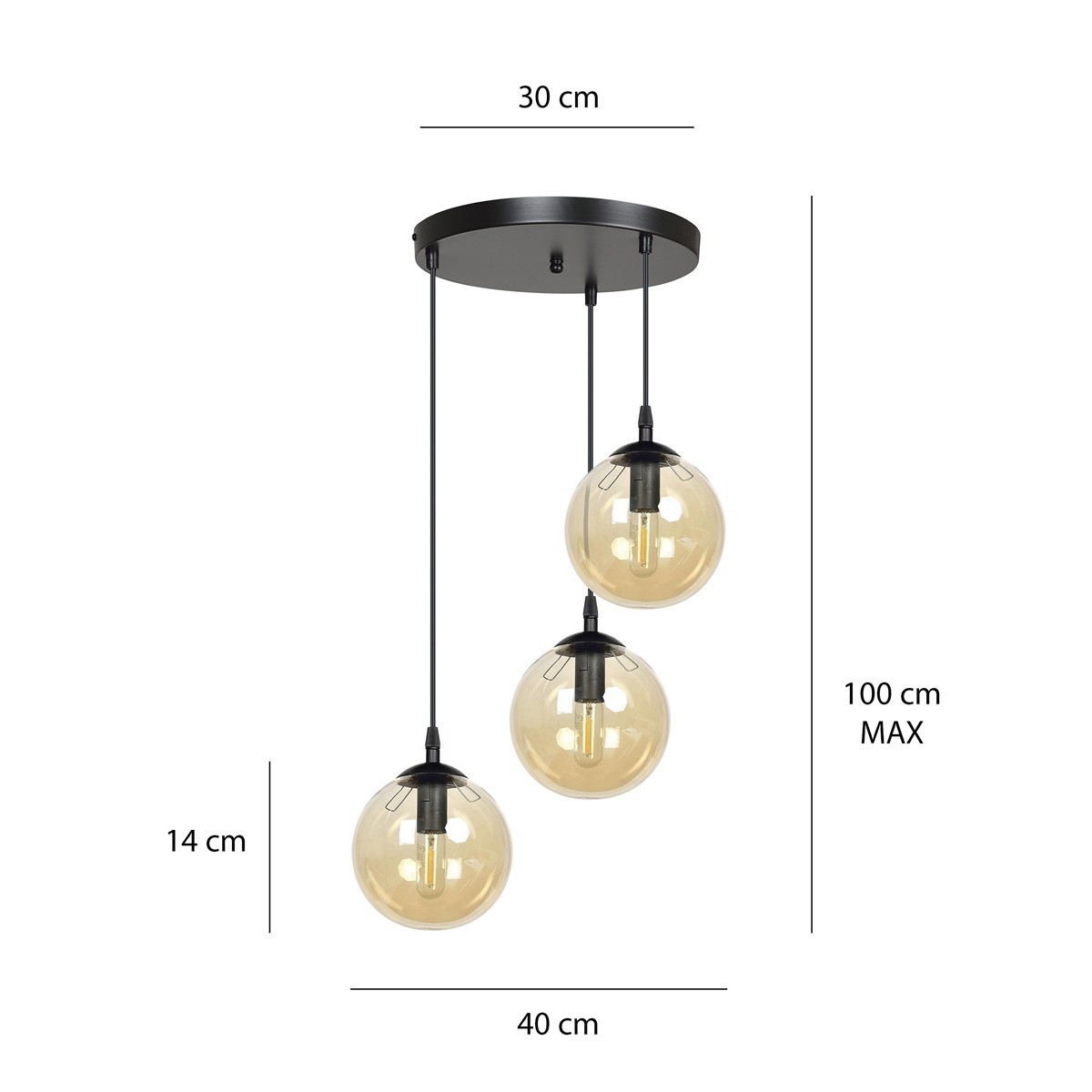 czarna lampa wisząca Emibig COSMO 3 BLACK PREMIUM EM713/3PREM