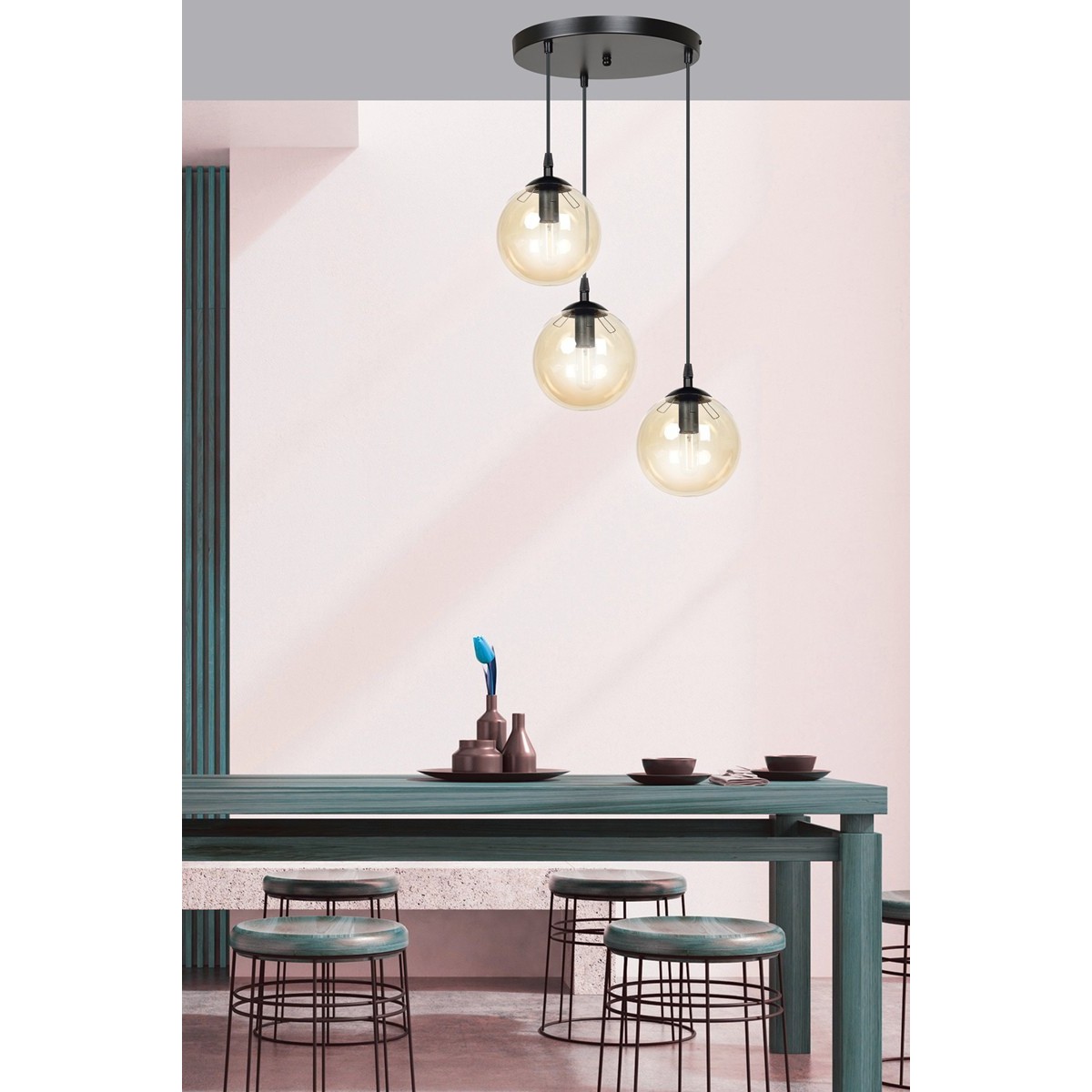 czarna lampa wisząca Emibig COSMO 3 BLACK PREMIUM EM713/3PREM