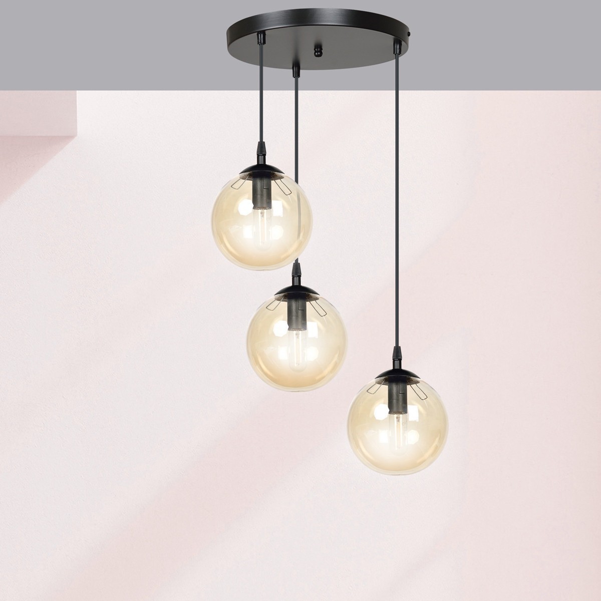czarna lampa wisząca Emibig COSMO 3 BLACK PREMIUM EM713/3PREM