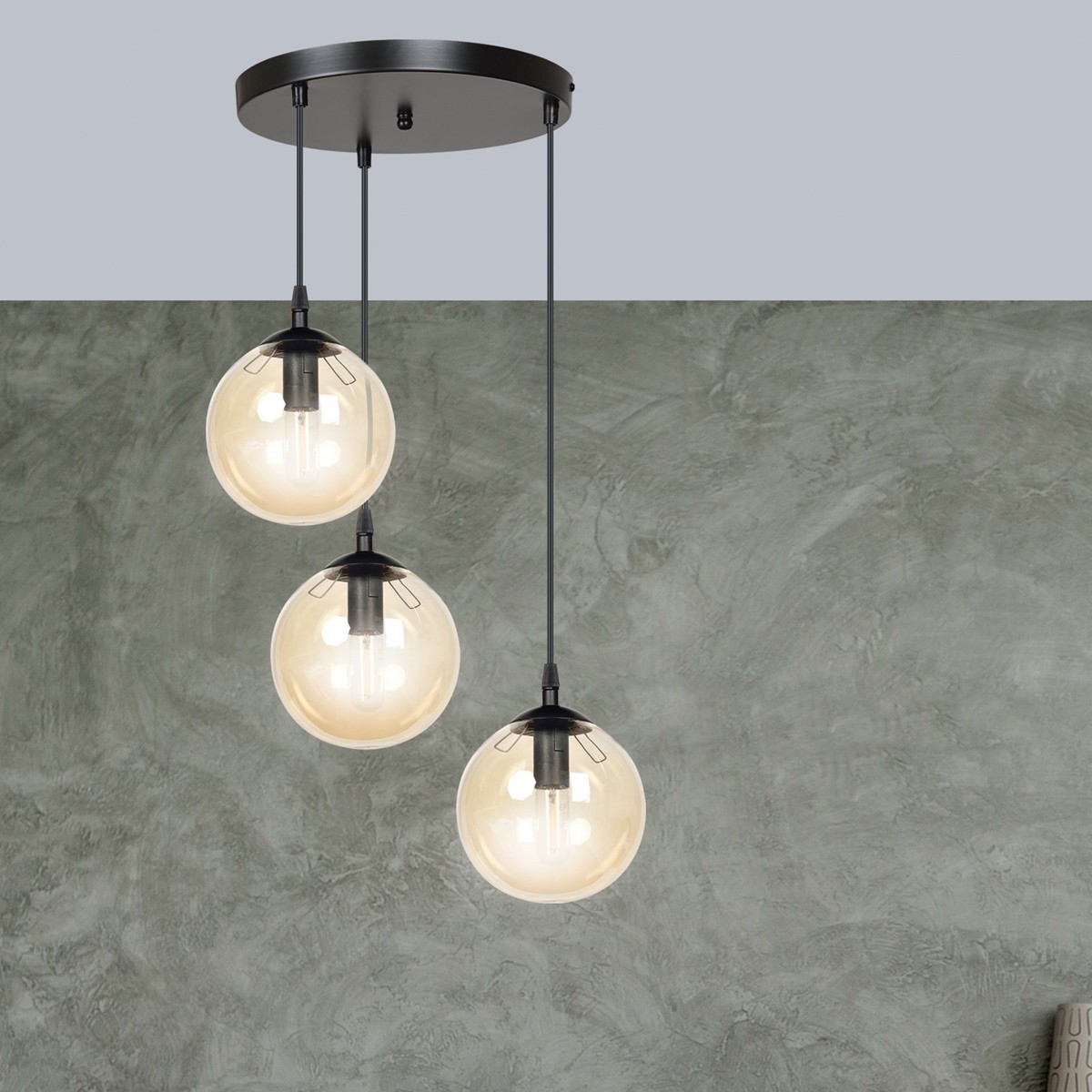 czarna lampa wisząca Emibig COSMO 3 BLACK PREMIUM EM713/3PREM