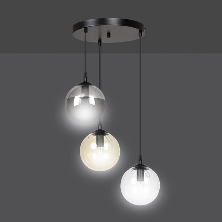 czarna lampa wisząca Emibig COSMO 3 BLACK MIX PREMIUM EM714/3PREM
