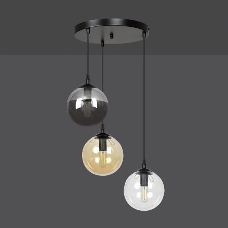 czarna lampa wisząca Emibig COSMO 3 BLACK MIX PREMIUM EM714/3PREM