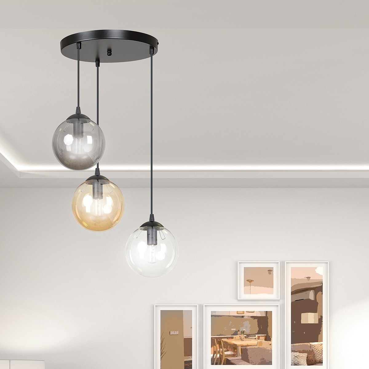 czarna lampa wisząca Emibig COSMO 3 BLACK MIX PREMIUM EM714/3PREM