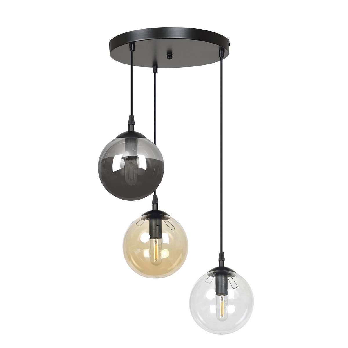 czarna lampa wisząca Emibig COSMO 3 BLACK MIX PREMIUM EM714/3PREM
