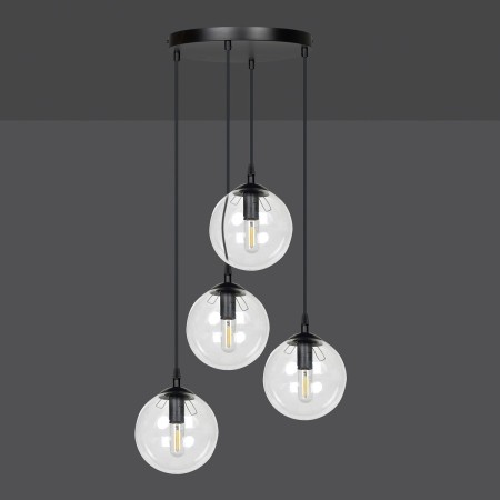 czarna wisząca lampa Emibig COSMO 4 BL/TRANSPARENT PREMIUM EM711/4PREM