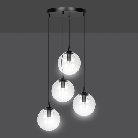 czarna wisząca lampa Emibig COSMO 4 BL/TRANSPARENT PREMIUM EM711/4PREM