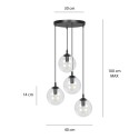 czarna wisząca lampa Emibig COSMO 4 BL/TRANSPARENT PREMIUM EM711/4PREM