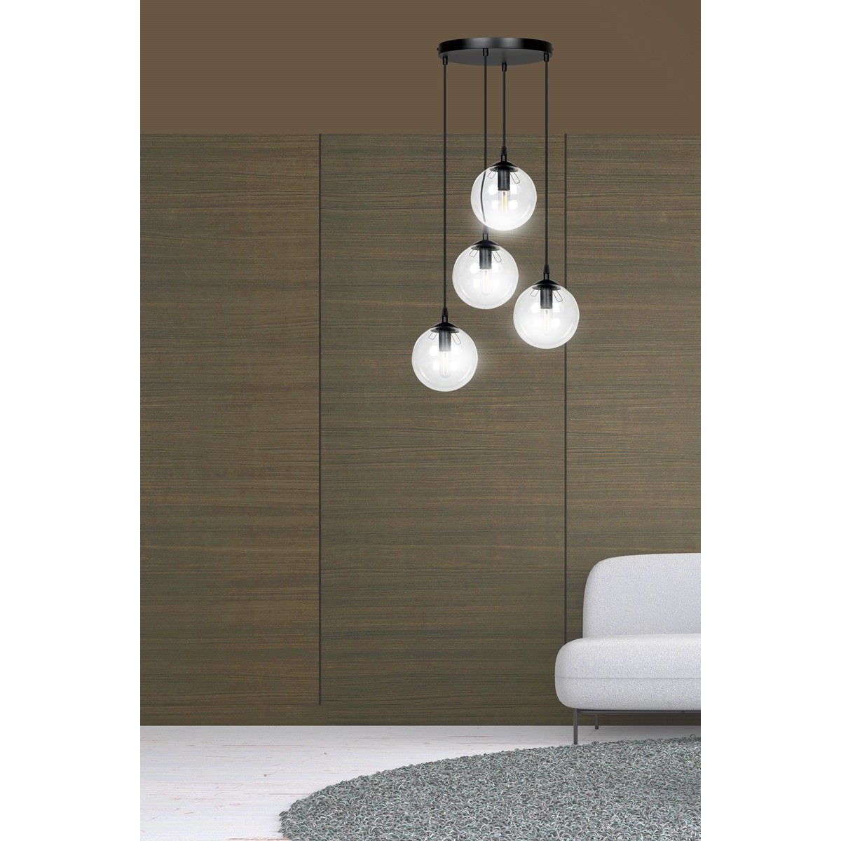 czarna wisząca lampa Emibig COSMO 4 BL/TRANSPARENT PREMIUM EM711/4PREM