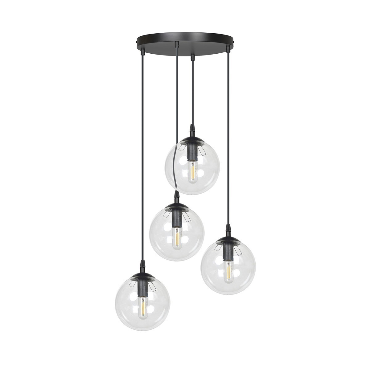czarna wisząca lampa Emibig COSMO 4 BL/TRANSPARENT PREMIUM EM711/4PREM