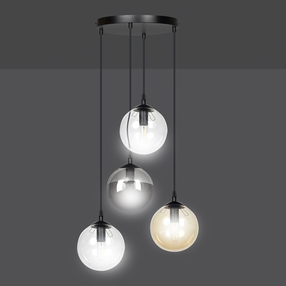 czarna lampa wisząca Emibig COSMO 4 BL/MIX PREMIUM EM714/4PREM