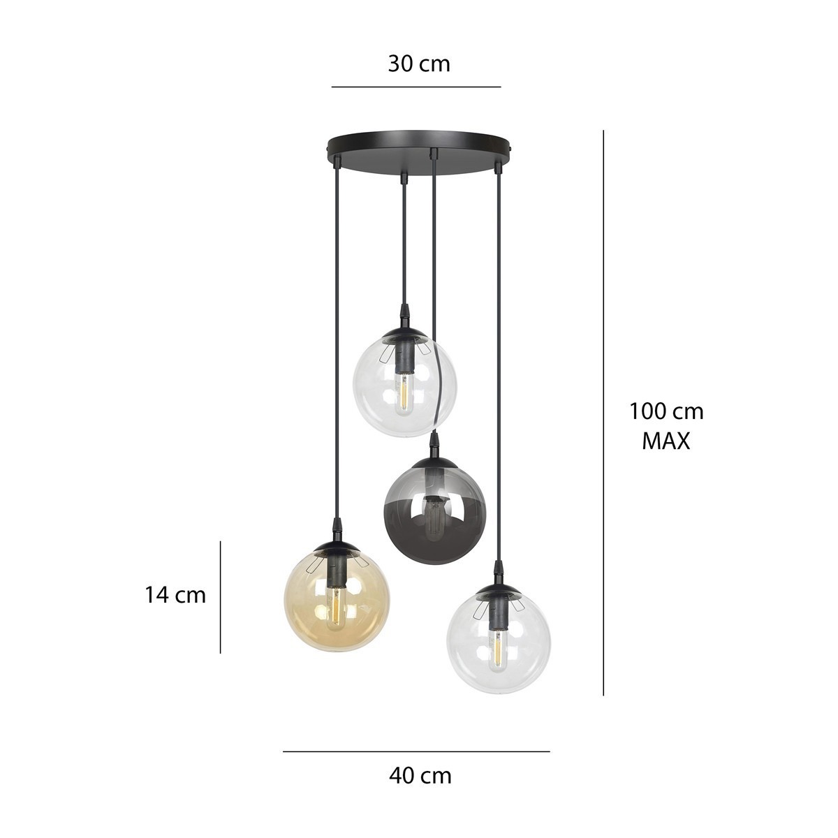 czarna lampa wisząca Emibig COSMO 4 BL/MIX PREMIUM EM714/4PREM