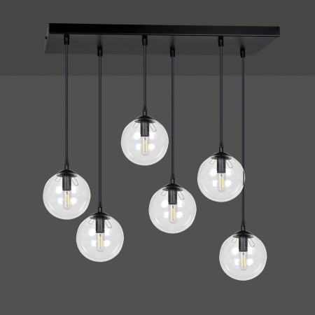 czarna lampa wisząca Emibig COSMO 6 BL/TRANSPARENT EM711/6