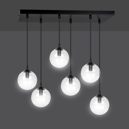 czarna lampa wisząca Emibig COSMO 6 BL/TRANSPARENT EM711/6