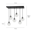 czarna lampa wisząca Emibig COSMO 6 BL/TRANSPARENT EM711/6