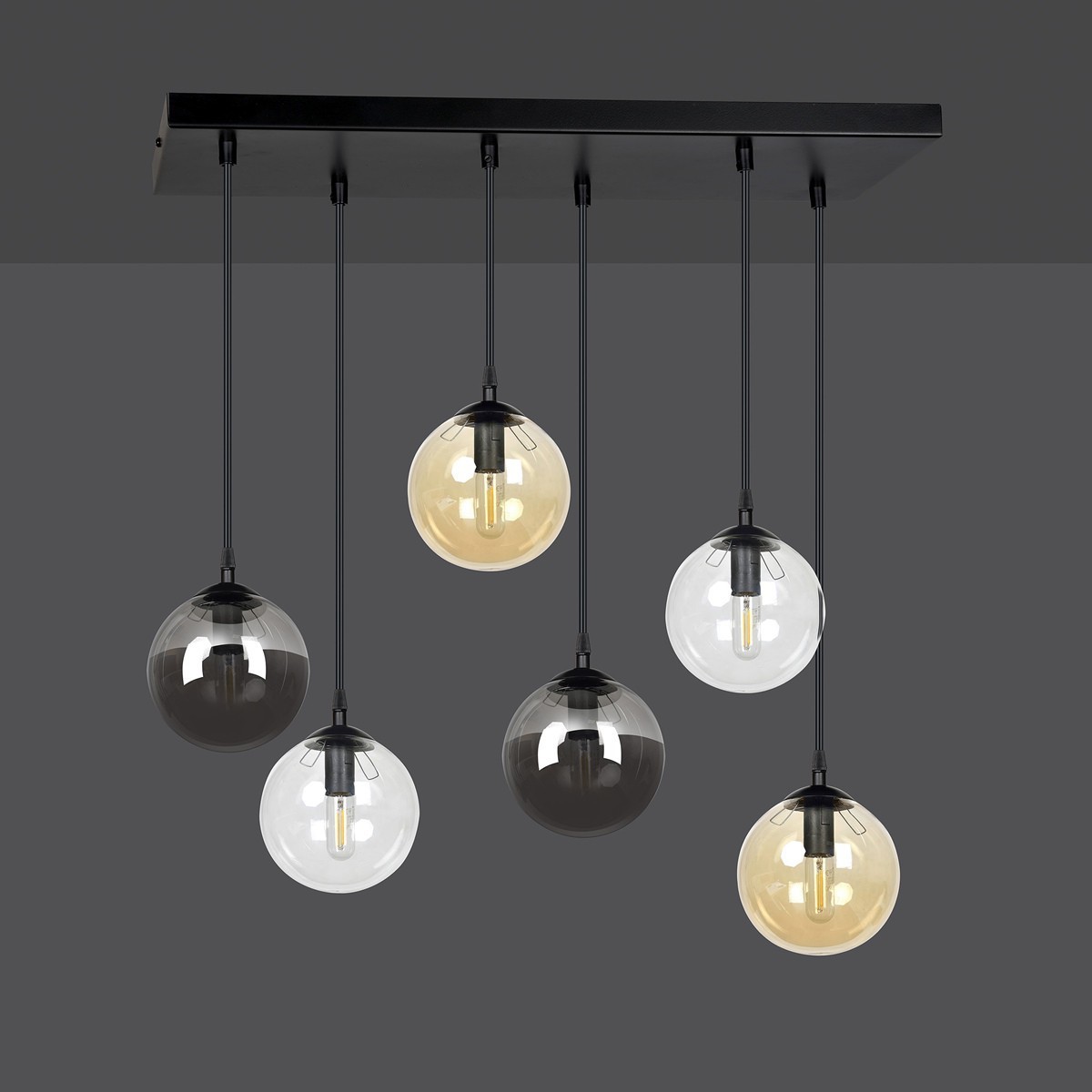 czarna lampa wisząca Emibig COSMO 6 BL/MIXA EM714/6M1