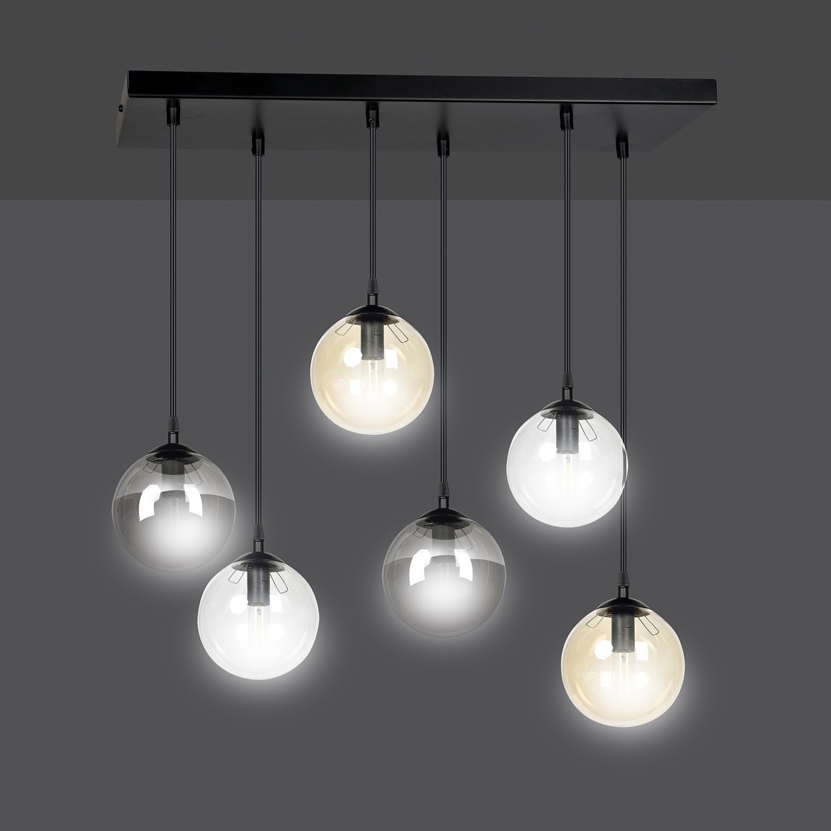 czarna lampa wisząca Emibig COSMO 6 BL/MIXA EM714/6M1