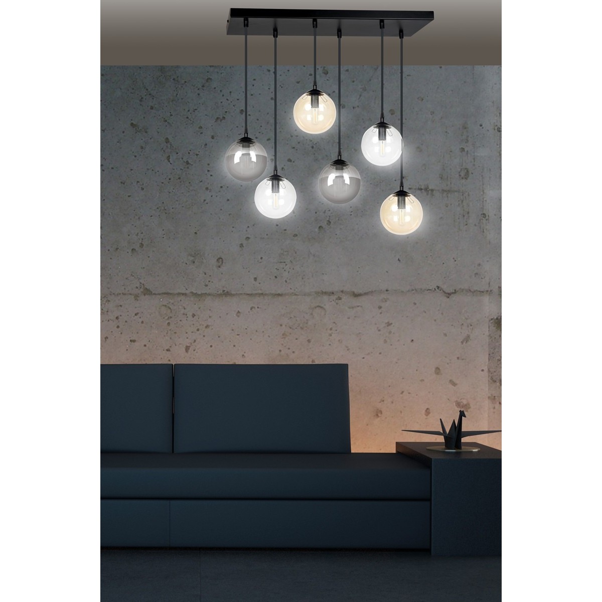 czarna lampa wisząca Emibig COSMO 6 BL/MIXA EM714/6M1