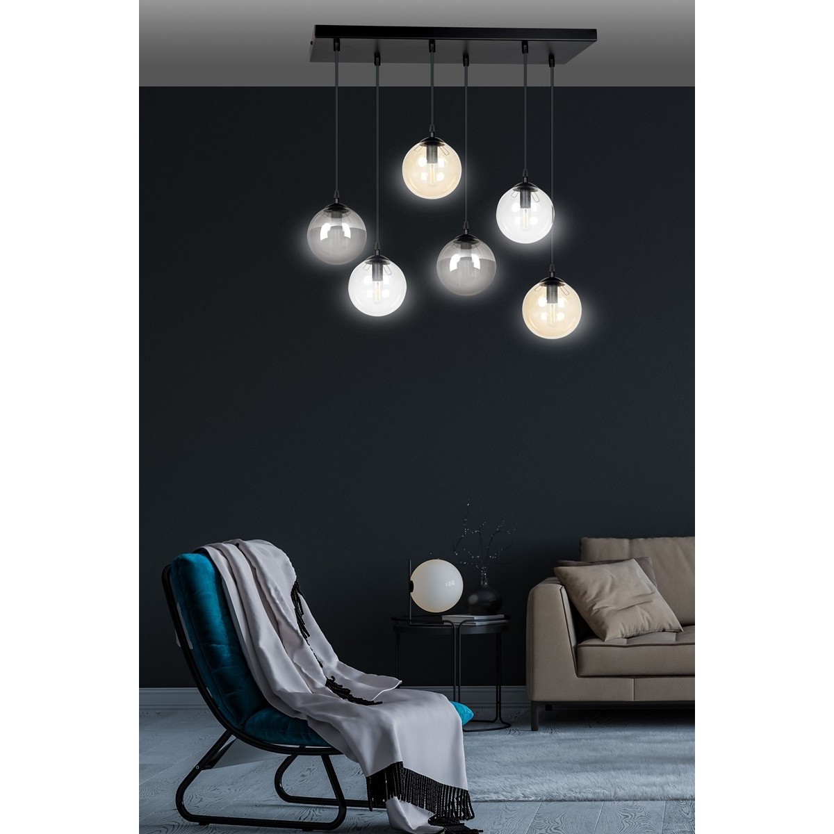 czarna lampa wisząca Emibig COSMO 6 BL/MIXA EM714/6M1
