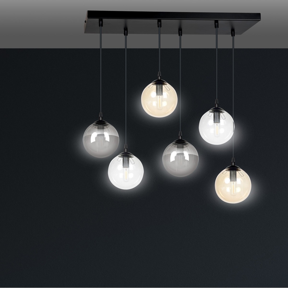 czarna lampa wisząca Emibig COSMO 6 BL/MIXA EM714/6M1