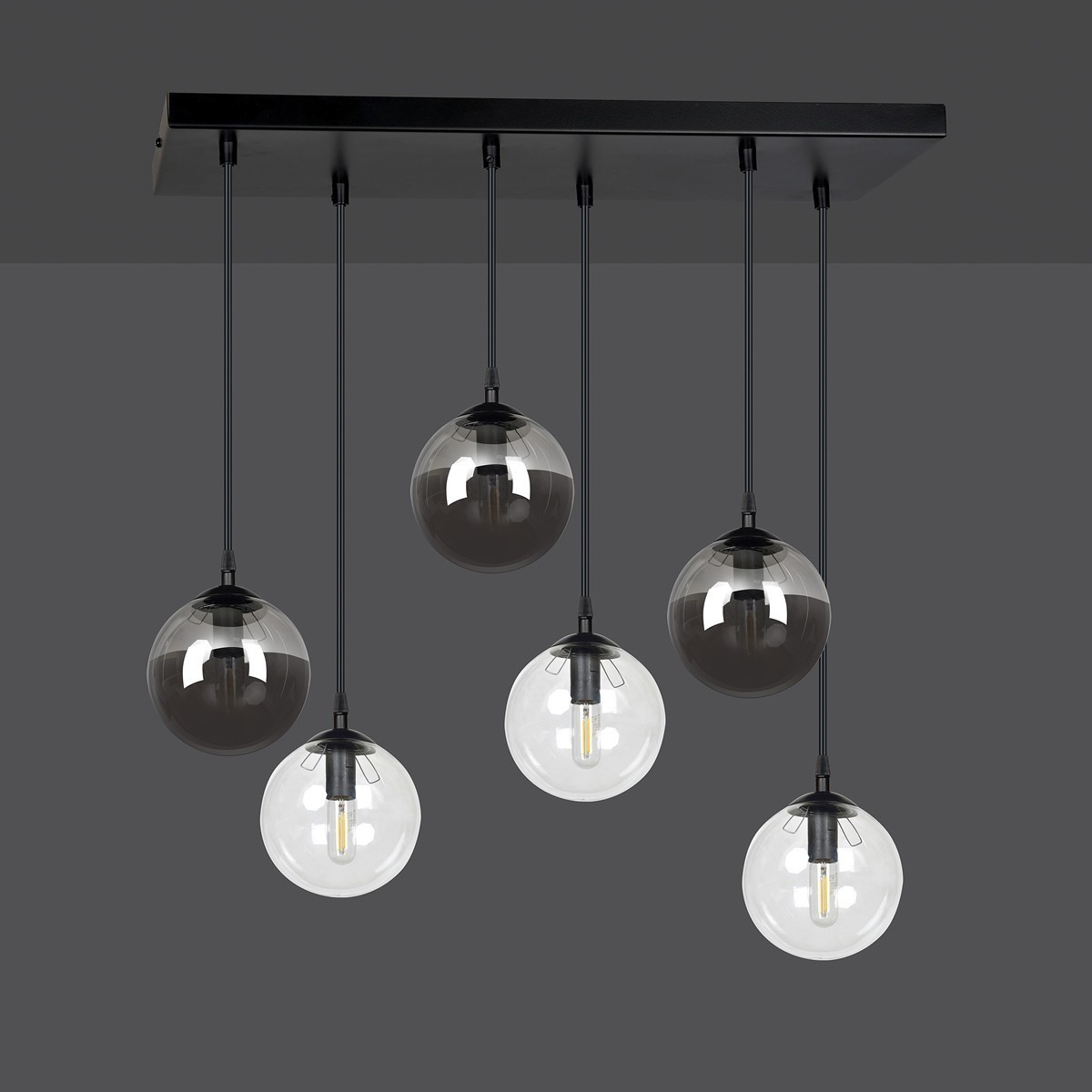 czarna lampa wisząca Emibig COSMO 6 BL/MIXB EM714/6M2