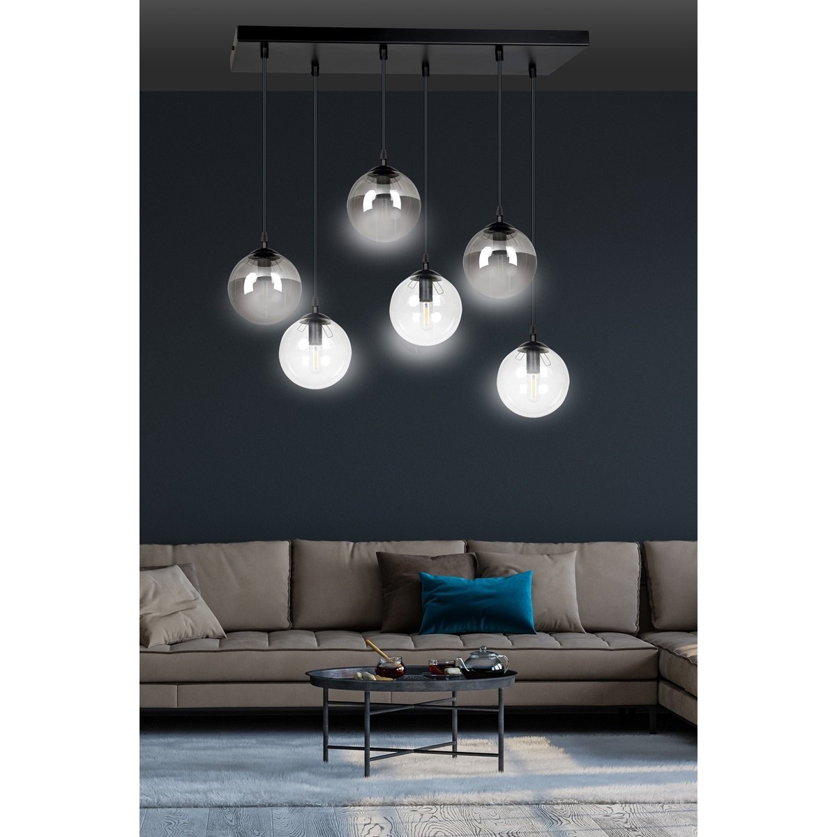 czarna lampa wisząca Emibig COSMO 6 BL/MIXB EM714/6M2