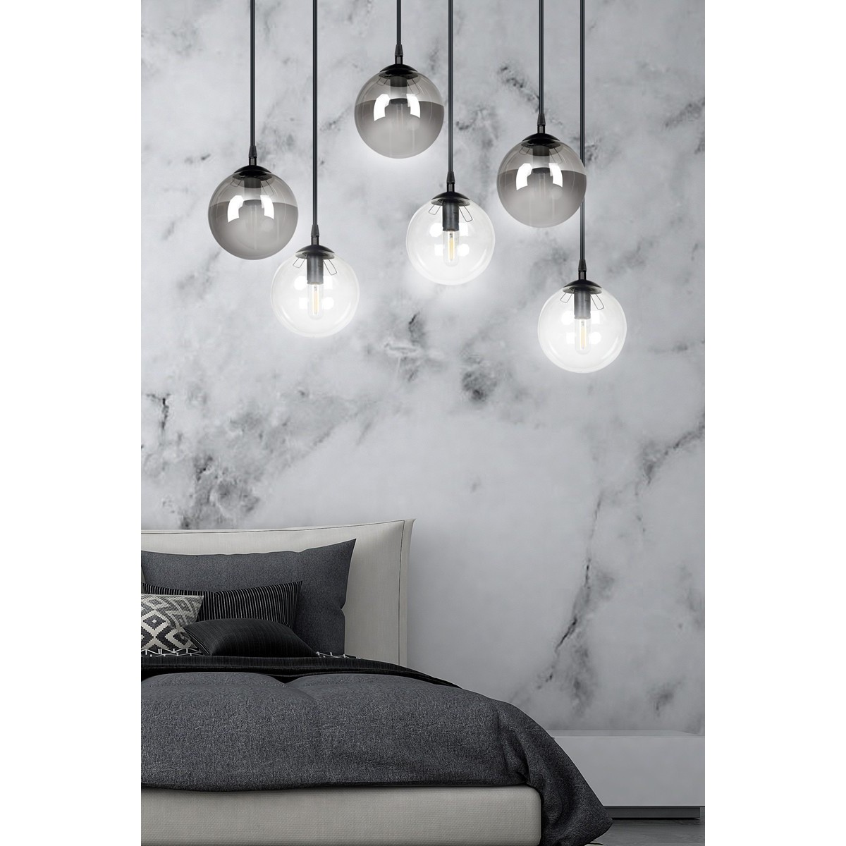 czarna lampa wisząca Emibig COSMO 6 BL/MIXB EM714/6M2