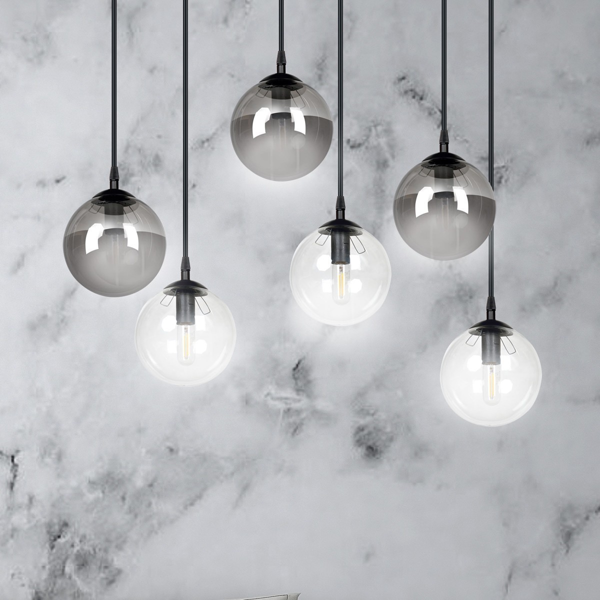 czarna lampa wisząca Emibig COSMO 6 BL/MIXB EM714/6M2