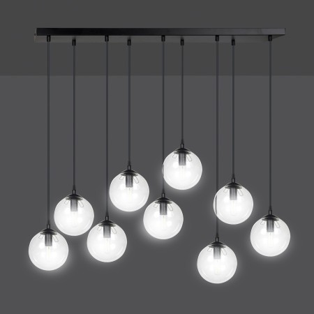 czarna lampa wisząca Emibig COSMO 9 BL/TRANSPARENT EM711/9 - duża lampa nad stół lub klatkę schodową