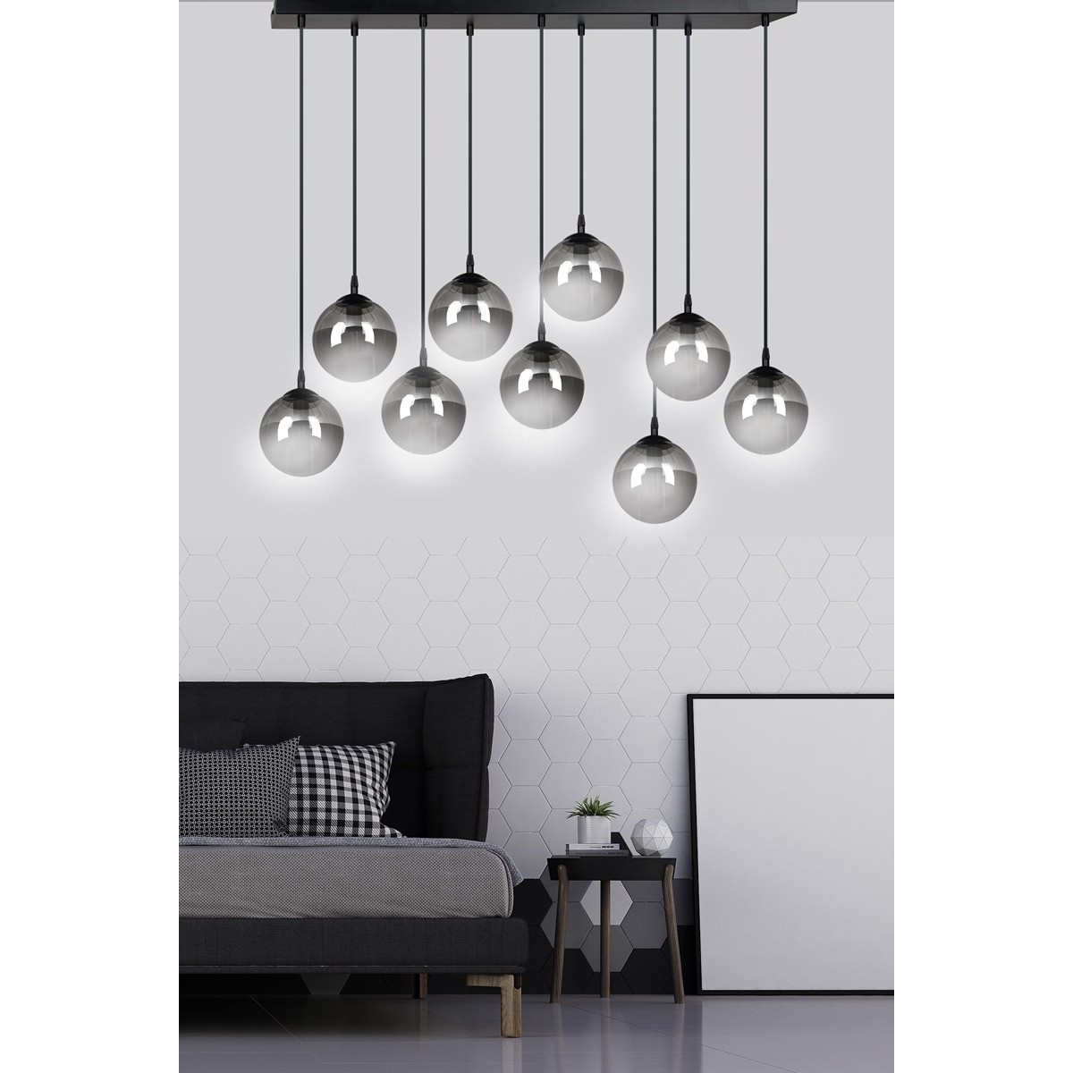 czarna lampa wisząca Emibig COSMO 9 EM712/9