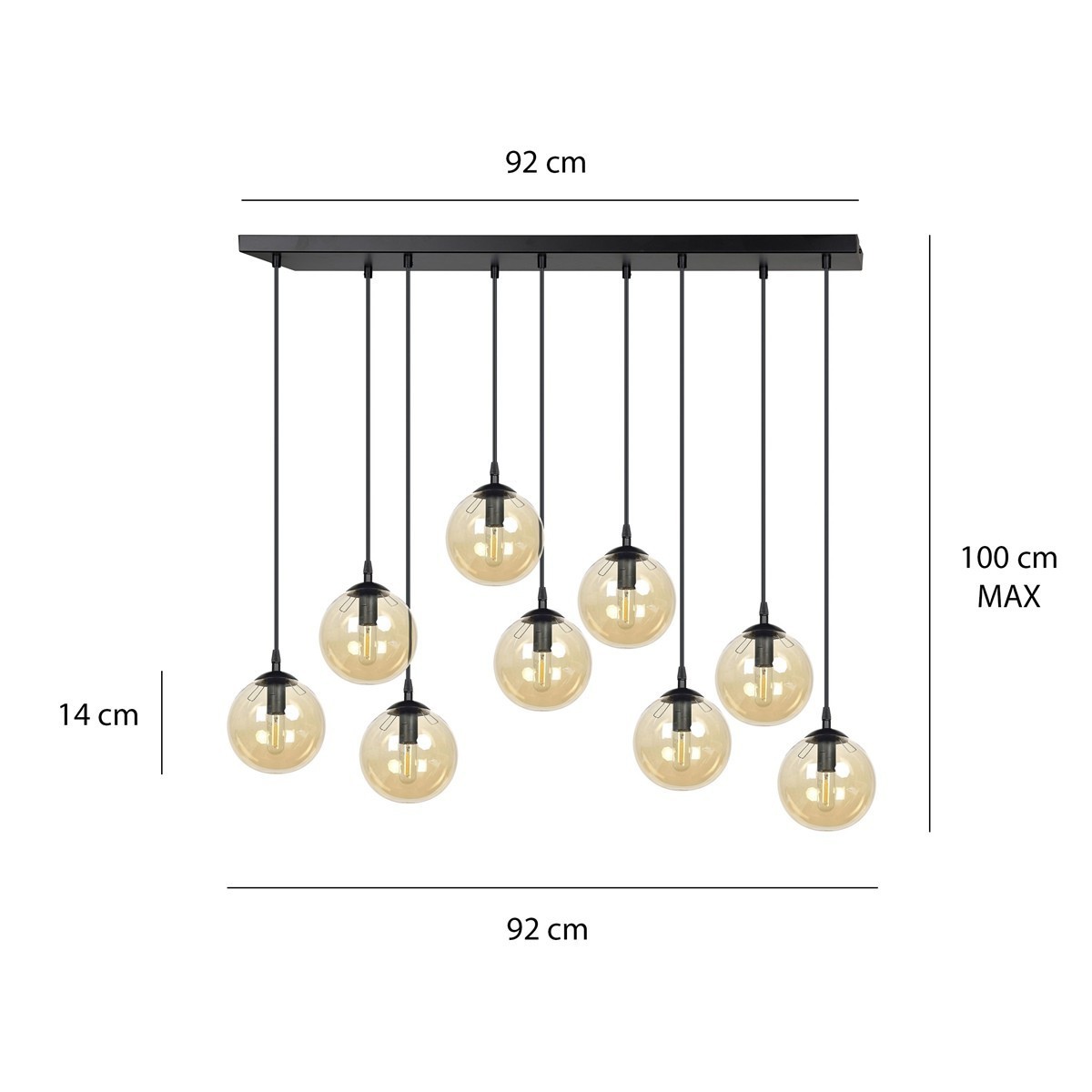 czarna wisząca lampa Emibig COSMO 9 EM713/9