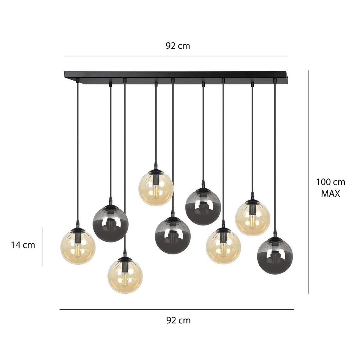 czarna lampa wisząca Emibig COSMO 9 BL/MIXA EM714/9M1