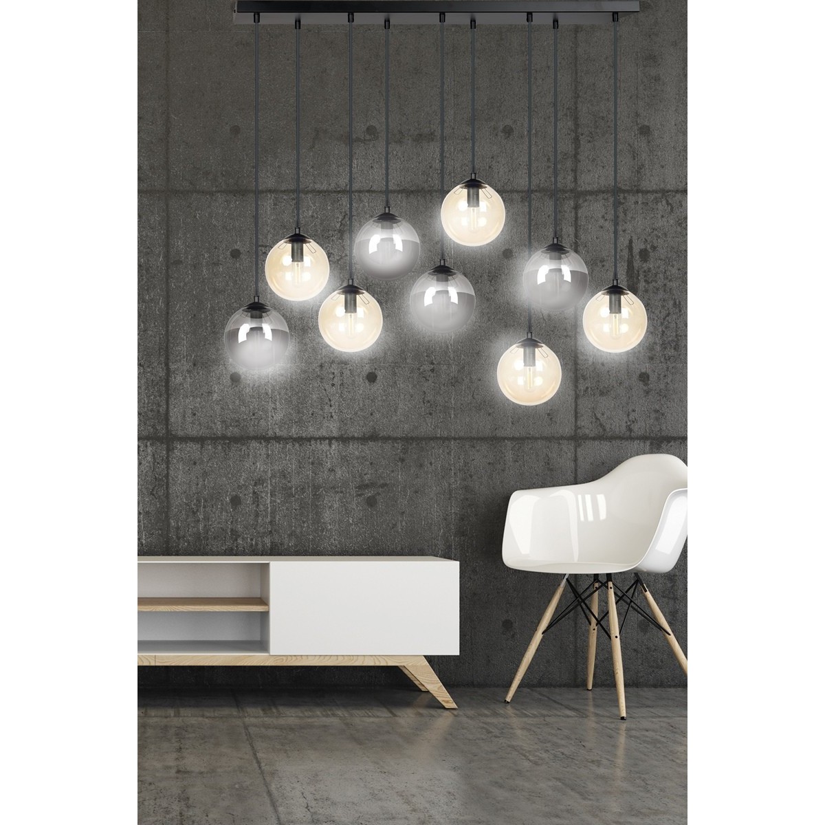 czarna lampa wisząca Emibig COSMO 9 BL/MIXA EM714/9M1