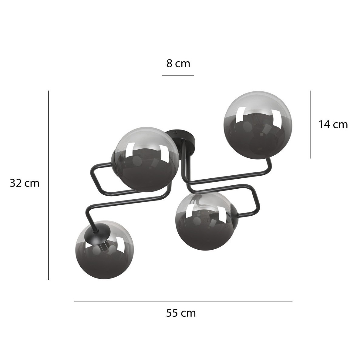 czarna przysufitowa lampa Emibig BRENDI 4 EM832/4