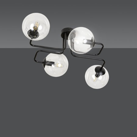czarna lampa przysufitowa Emibig BRENDI 4 BL/TRANSPARENT  EM831/4