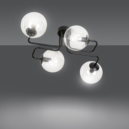 czarna lampa przysufitowa Emibig BRENDI 4 BL/TRANSPARENT  EM831/4