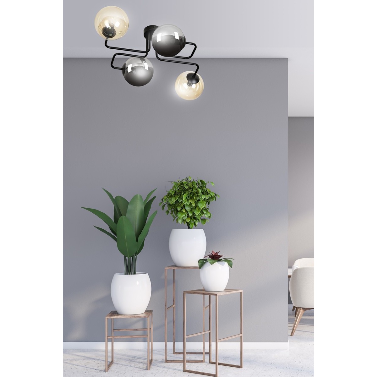 czarna lampa przysufitowa Emibig BRENDI 4 BL/MIX 2 EM843/4M2