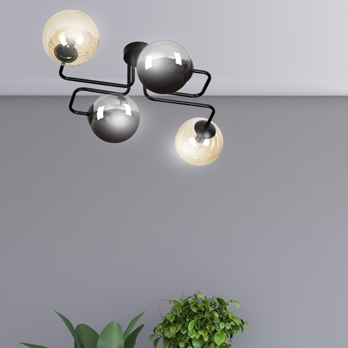 czarna lampa przysufitowa Emibig BRENDI 4 BL/MIX 2 EM843/4M2