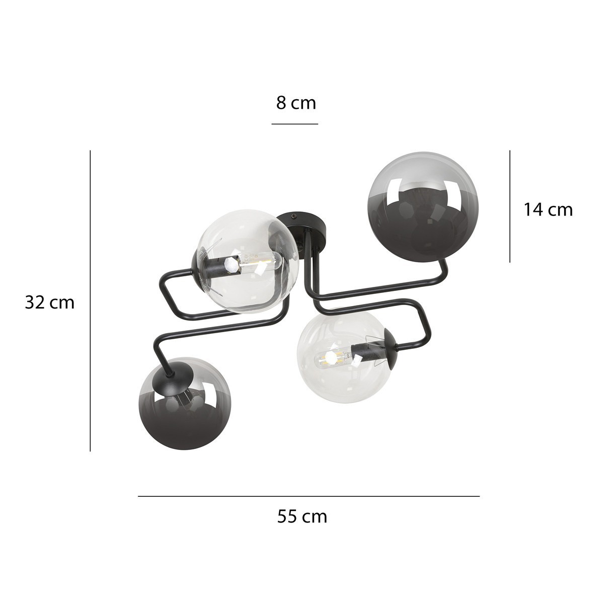 czarna lampa przysufitowa Emibig BRENDI 4 BL/MIX 3 EM843/4M3