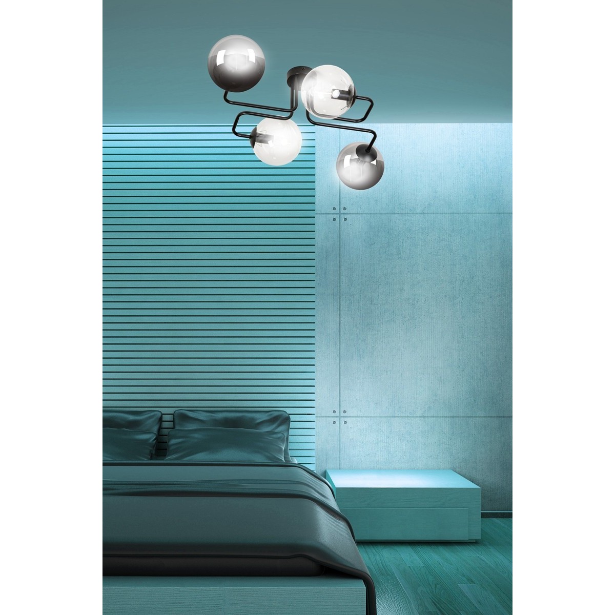 czarna lampa przysufitowa Emibig BRENDI 4 BL/MIX 3 EM843/4M3