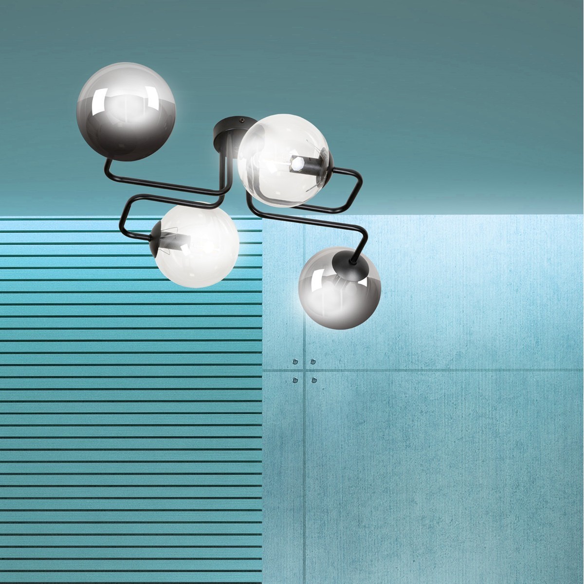 czarna lampa przysufitowa Emibig BRENDI 4 BL/MIX 3 EM843/4M3