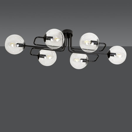 czarna lampa przysufitowa Emibig BRENDI 6A BL/TRANSPARENT  EM831/6A