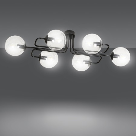 czarna lampa przysufitowa Emibig BRENDI 6A BL/TRANSPARENT  EM831/6A