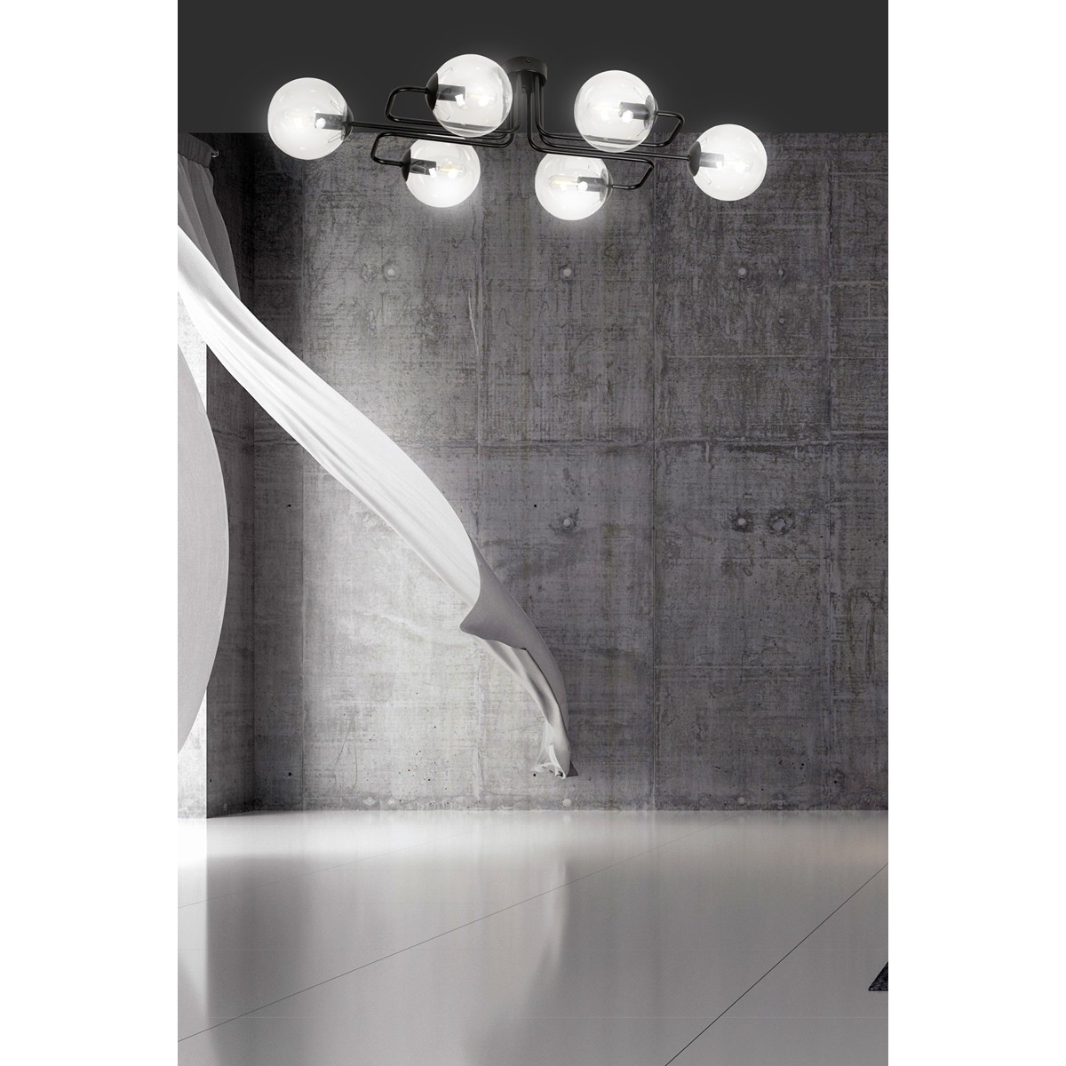 czarna lampa przysufitowa Emibig BRENDI 6A BL/TRANSPARENT  EM831/6A