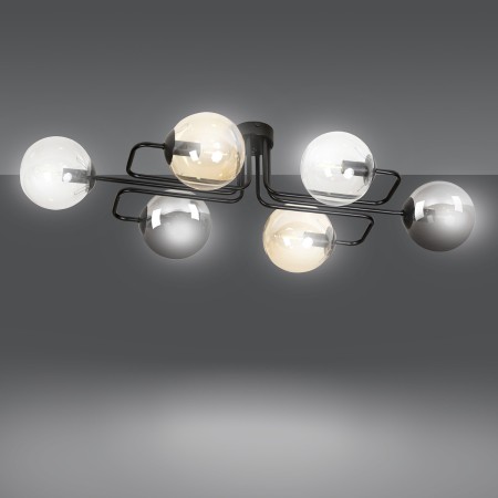 czarna lampa przysufitowa Emibig BRENDI 6A BL/MIX 1 EM834/6A1