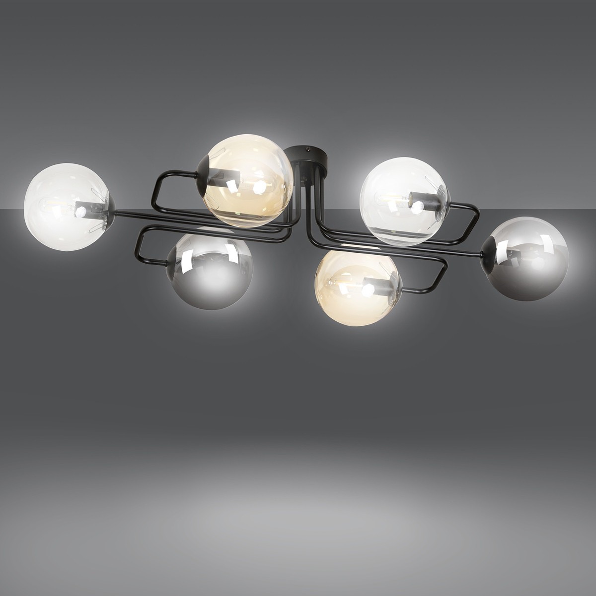 czarna lampa przysufitowa Emibig BRENDI 6A BL/MIX 1 EM834/6A1